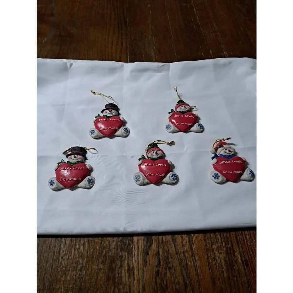 5 Christmas Holiday Tree Ornaments Personalize With Your Name Snowmen Jesus